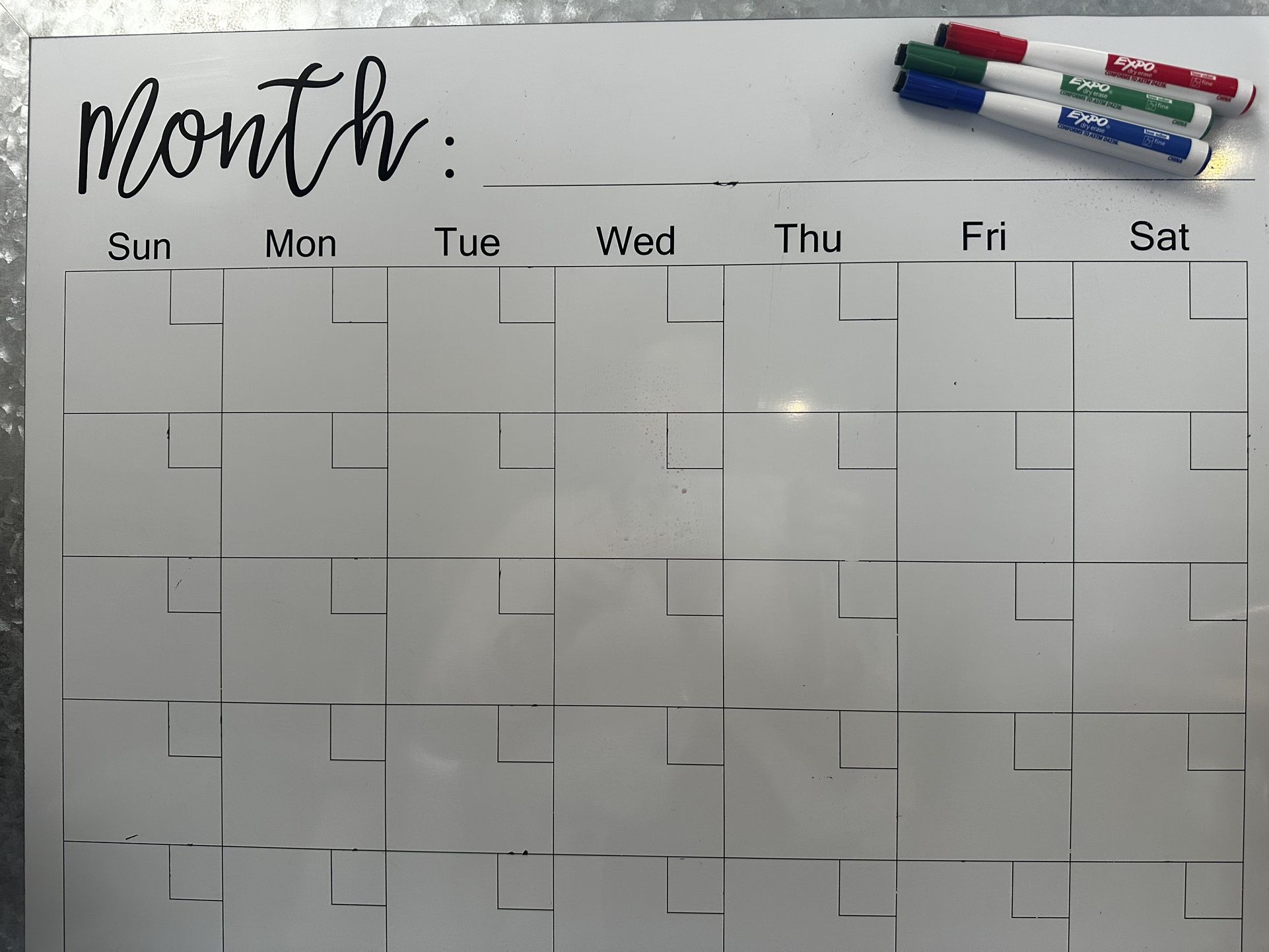 30”x20” Dry Erase Magnetic Calendar White Board