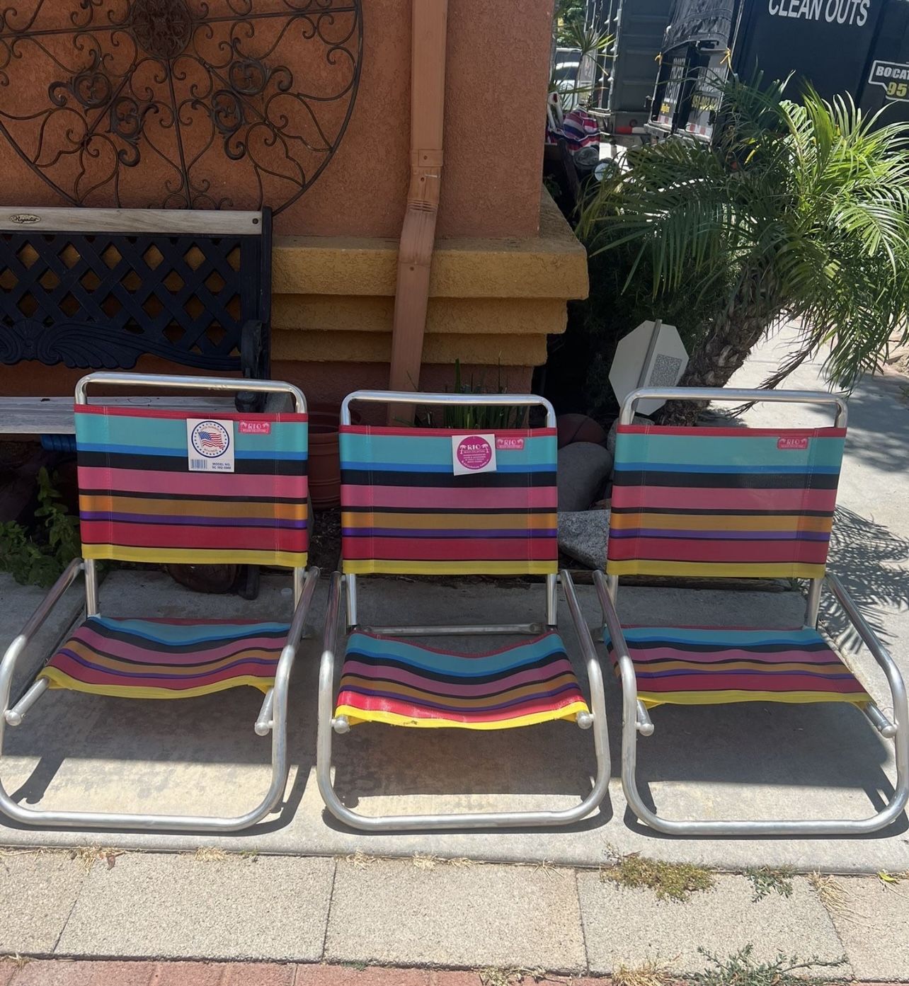 Vintage RIO BEACH COLLECTION Aluminum Folding Tube Frame Beach Chair Low