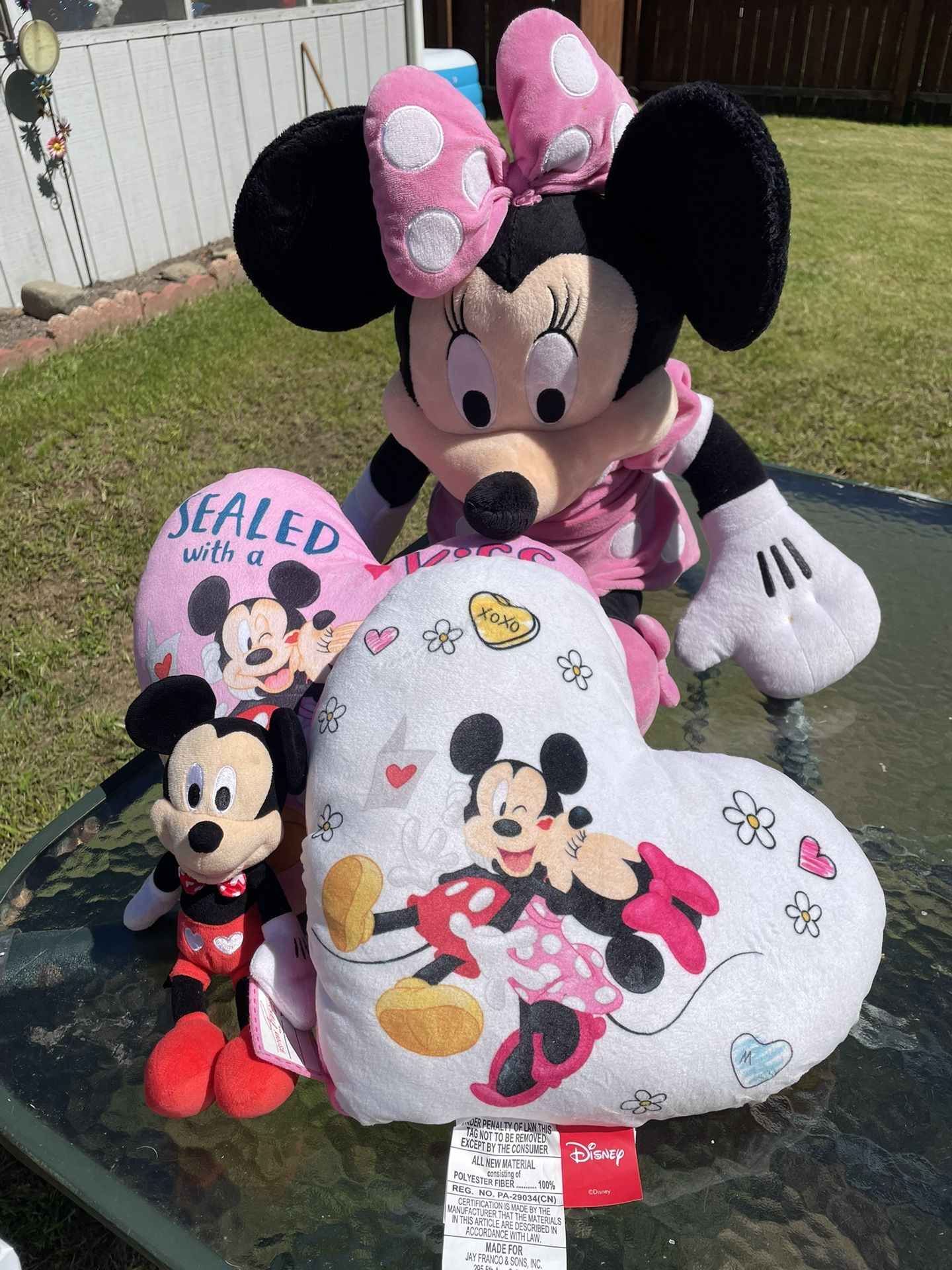 Large Minnie Mouse Plush, 2 Heart Pillows, Small Mickey