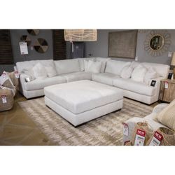 3 Piece White L Shape Sectional/ Pillows Included 