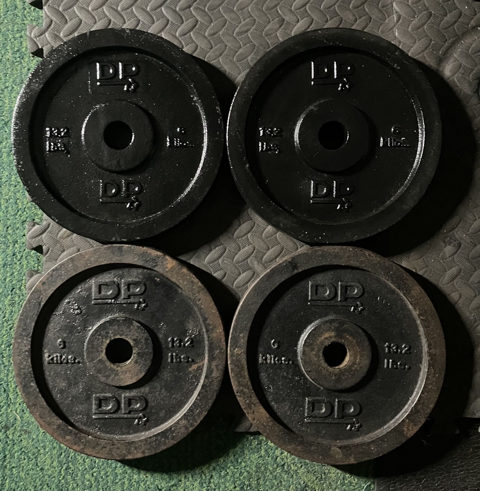13.2 lb x4 Standard 1" weight plates weights plate lb lbs Cast Iron 52.8lbs Total for Dumbbell Dumbbells Barbell bar