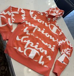Orange Champion Hoodie sweatshirt L