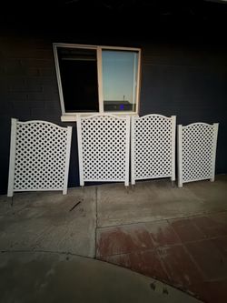 White Vinyl Lattice Fence Panels Set of 4