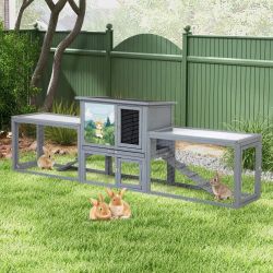 94.5″L 2-Story 3-Compartment Rabbit Hutch