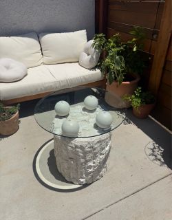 Post modern tessellated stone side table