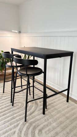 Beautiful bar height anthracite matte black table - Ikea Tommaryd Table+ Yngvar Chairs