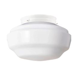 Large Schoolhouse Style Flush Mount Ceiling Light Fixture, 14" Modern  Ceiling Lamp with Opal Milk Glass Shade