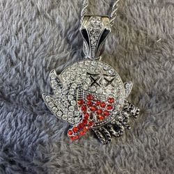 New Blinged Out Ghost Pendant And Rope Chain