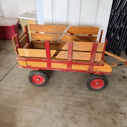 Vintage pull on wooden wagon