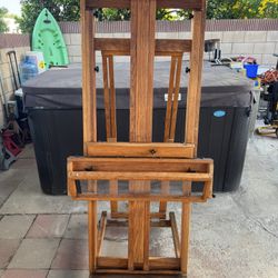 Professional Solid-Wood Studio Easel on Wheels – Adjustable, Heavy-Duty