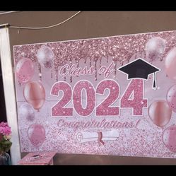Class Of 2024 Pink/rose Gold Banner
