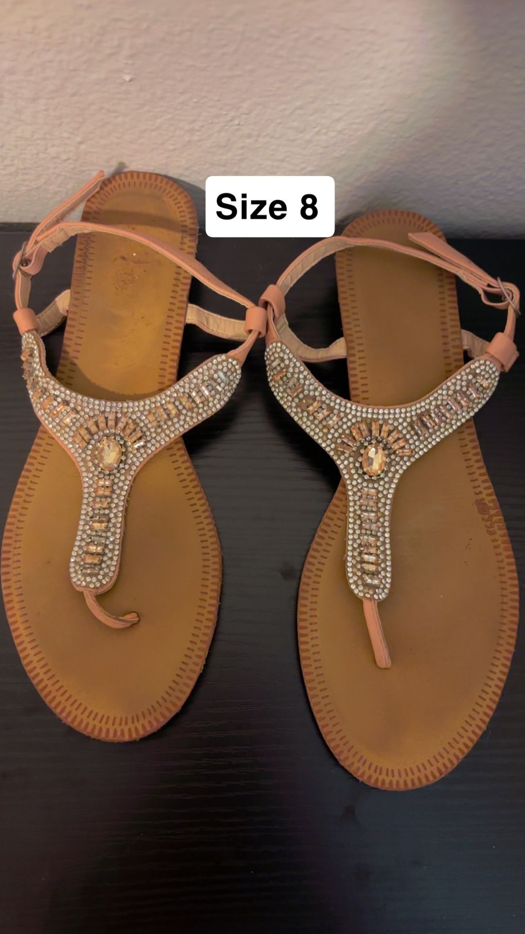 Size 8 Pink Silver Sandals