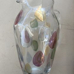 Vintage Teardrop Art Glass Pitcher