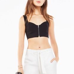 Bcbg Maxazria Chellsie Zip Front Black Crop Top Size XS| Color: Black