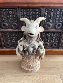 Vintage Mexican Folk Art Pottery Ceramic Sculpture Bertha Blanco Núñez Oaxacan 20”