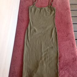 Absolutely Love It Women’s Tank Dress Ribbed Bodycon olive green size S