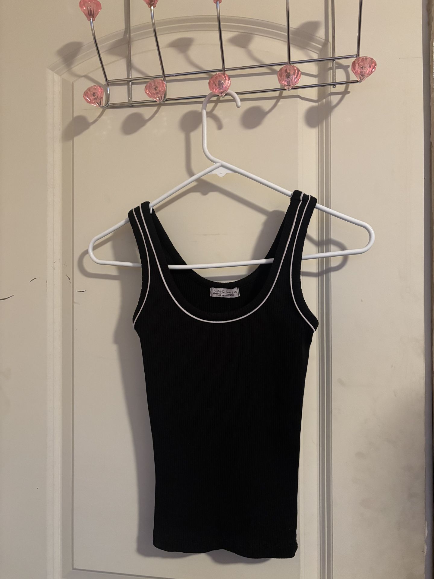 Black tank top with white trim Size XS #vest #minimalist