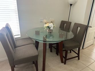Glass Top Dining Table with 6 Chairs