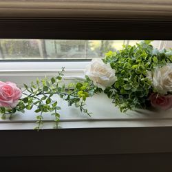 White And Pink Eucalyptus Garland4 Pieces, 5 Foot Long Each