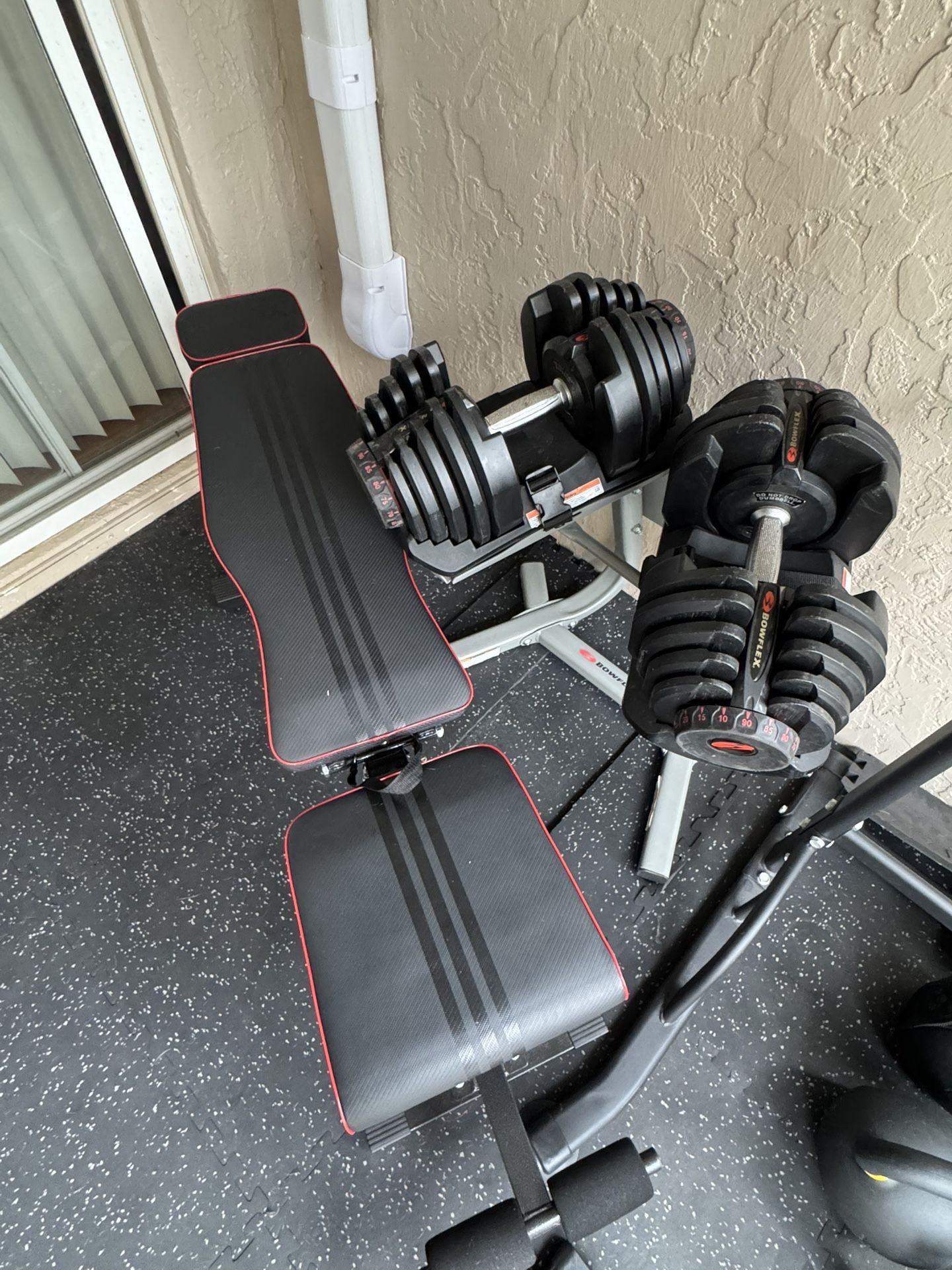 Bowflex 1090 Dumbbells, Stand And Folding Bench