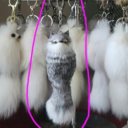 9" x 2 1/2" Fur Wolf Keychain + 1 Fur Freebie 