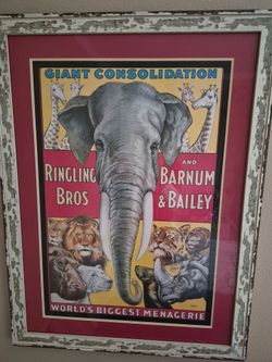 Art print, Barnum and Bailey  circus . Framed and matted.