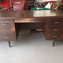 Large Fully Functional Vintage Brown Office Desk