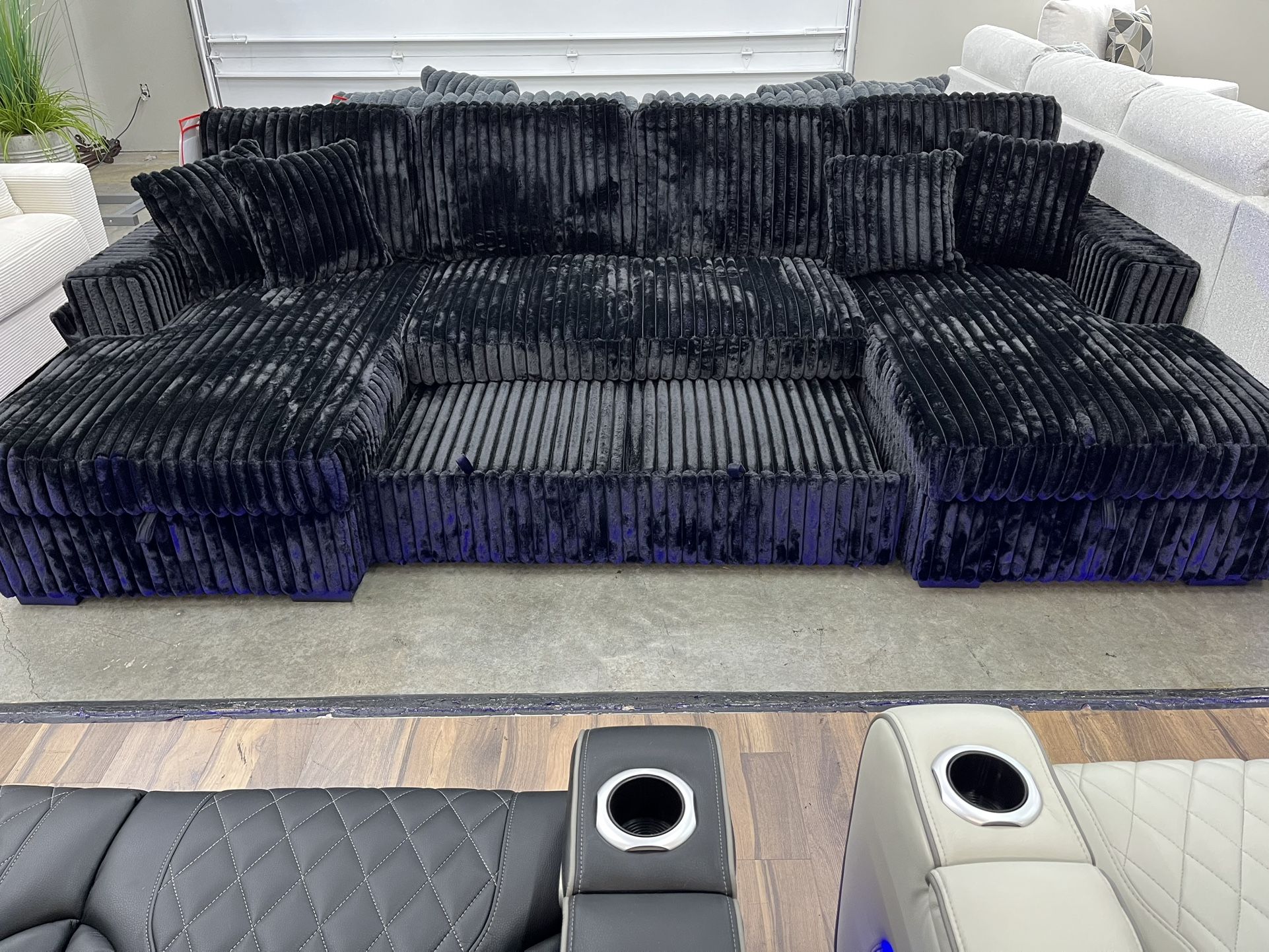 Black Corduroy Sectional Sleeper