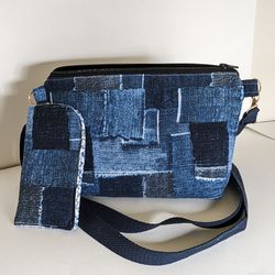 Patchwork Jean Purse With Matching Cushion Sunglass Case 