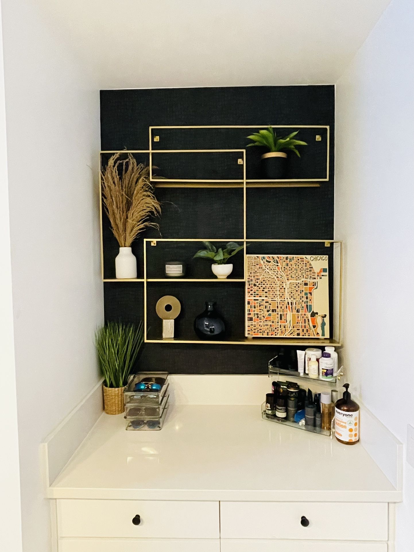 CB2 Antiqued Brass Large Floating Shelves - Set of 3