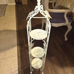 Vintage Shabby Chic Italian Regency Wrought Iron Metal Candle Holder