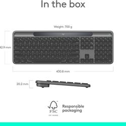 NEW Logitech K980 Wireless Keyboard-  Solar Powered
Battery 