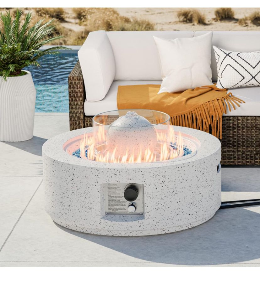 Outdoor Propane Fountain Fire Pit Table