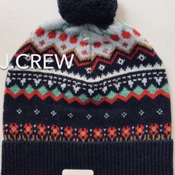 ❄️(NEW) (1 AVAILABLE) GIRLS’ J.CREW CHERRY FAIR ISLE BEANIE - SIZE: LARGE/EXTRA LARGE❄️