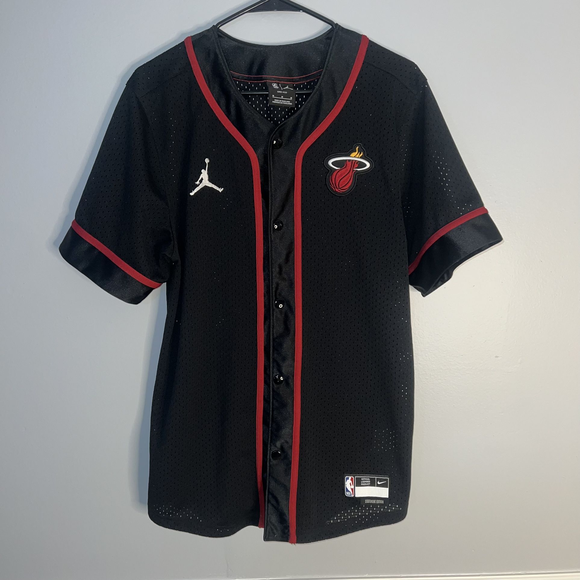 Jordan Brand Miami Heat Baseball Jersey Mens Medium Black Statement Edition