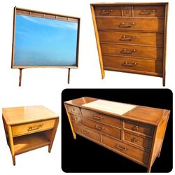 Drexel MCM Bedroom Set - Dresser - Chest - End Table