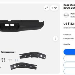 Rear Step Bumper Complete Assembly Steel For 2000 - 2006 Toyota Tundra Black