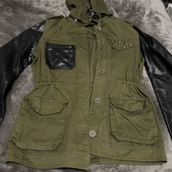 Green Black Leather Jacket 