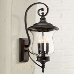 26 3/4" High Bronze 3-Light LED Outdoor Wall Light