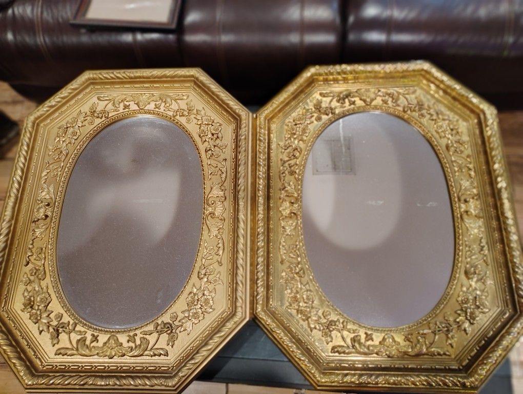 Gold Framed Ornate Mirrors vintage Set Of 2