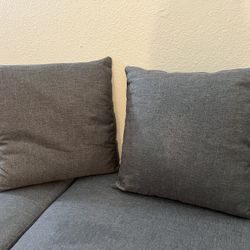 2 Grey cushions With Throw Pillow Inserts
