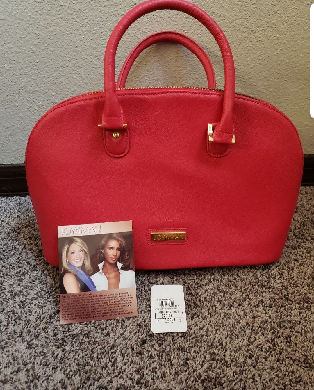 Joy & Iman Bright Red Real Leather Purse