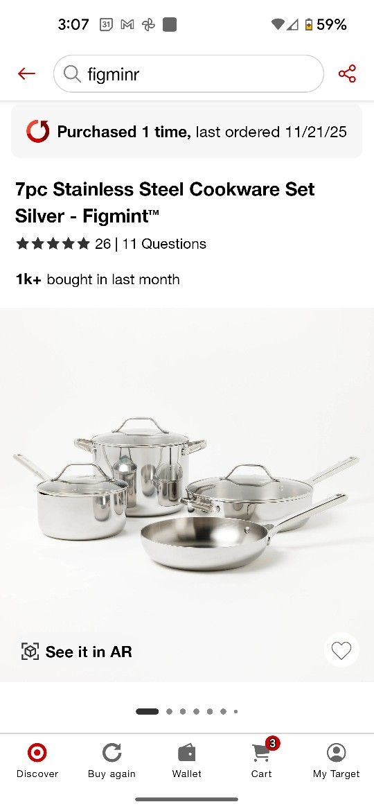 7 Piece Stainless Steel Pot + Pans Set by Figmint