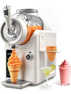 2-in-1 Frozen Drink & Soft Serve Ice Cream Maker, 75oz Self-Chilling Slushy Maker with 5 Presets, LED Display & Auto Clean