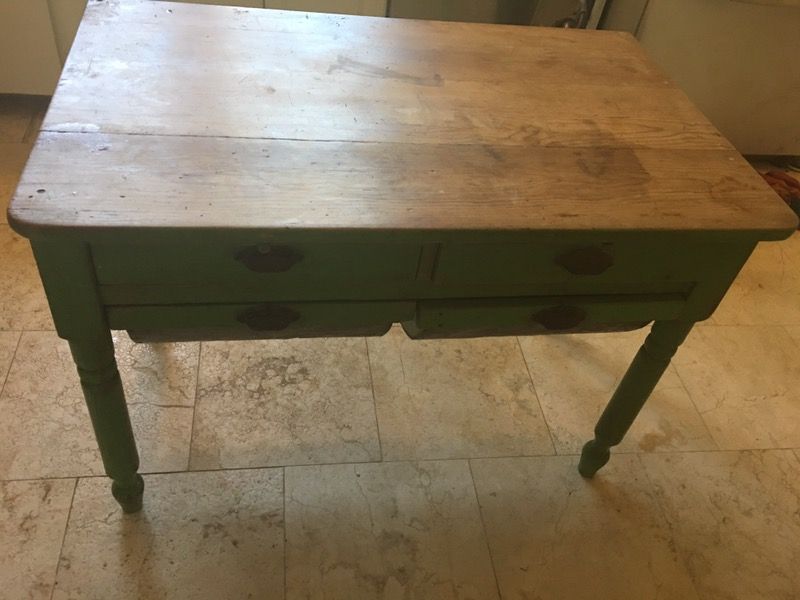 Antique possum belly bakers table kitchen island