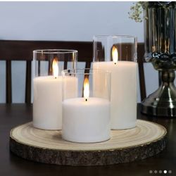 Flameless LED Electronic Candles - Battery-Powered (AA Not Included) with Realistic Flickering Flame Effect, Clear Acrylic Holders 15 Pcs