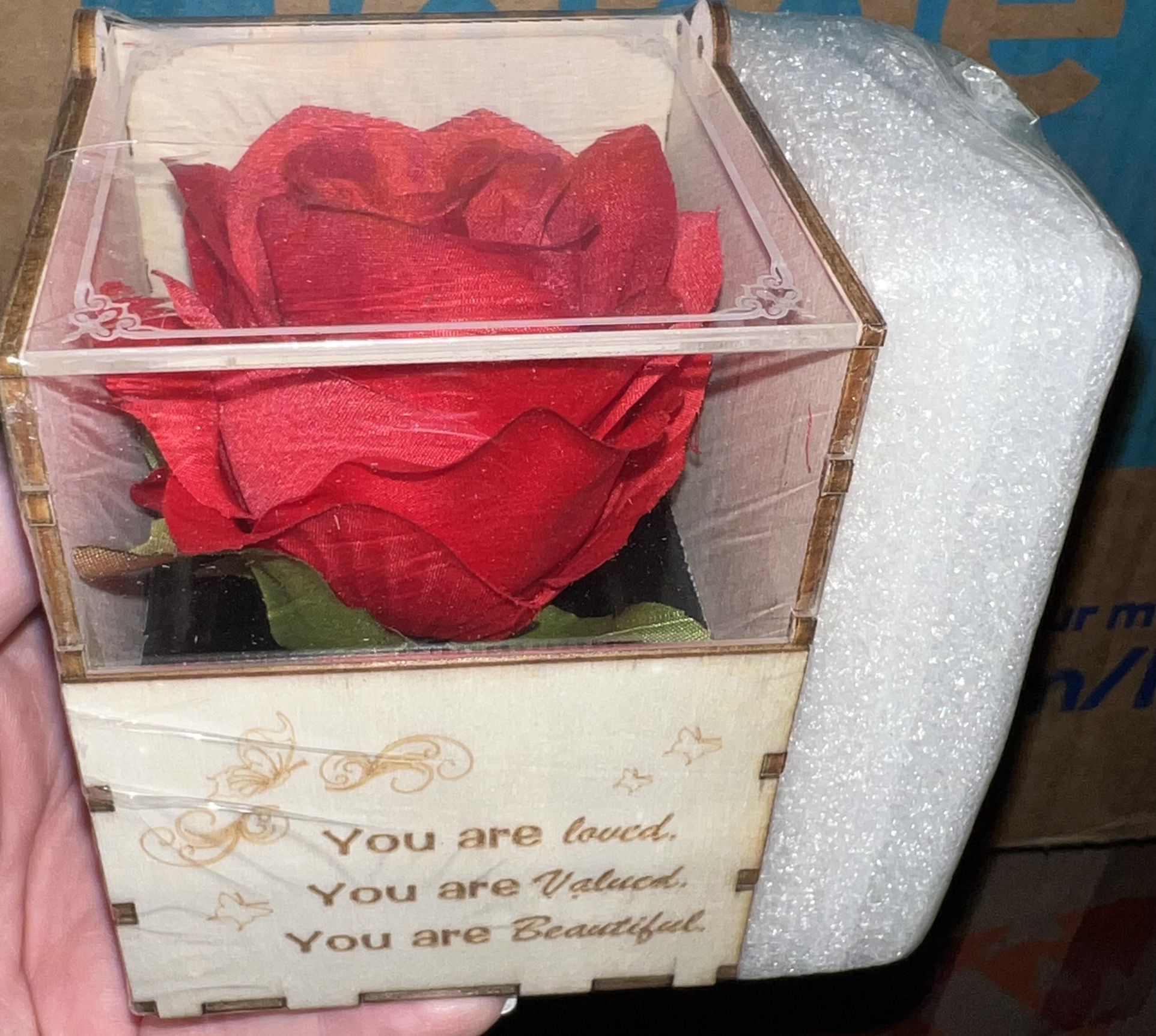 WIFTREY Music Box with Red Rose Gifts for Mom from Daughter Son, You are Loved you are valued you are beautiful Inspirational Gift for Mothers Day