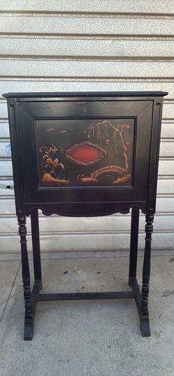 Vintage Asian motif Drop Front Secretary Circa 1930