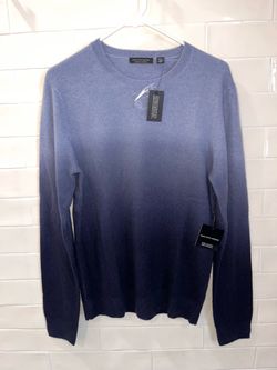 NWT Saks Fifth Avenue Men's 100% Cashmere Crewneck Blur Ombré Small