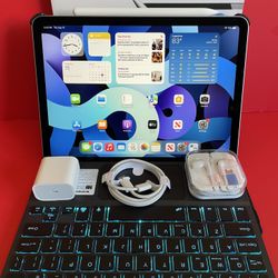 Apple IPad Air 4th Generation (10.9” Liquid Retina/ 2020 Model) 64GB with keyboard case, stylus pen & Accessories (256gb $499)